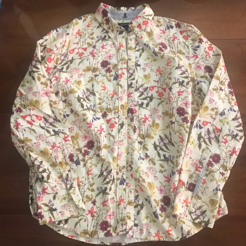 Lands End Botanical Print Blouse